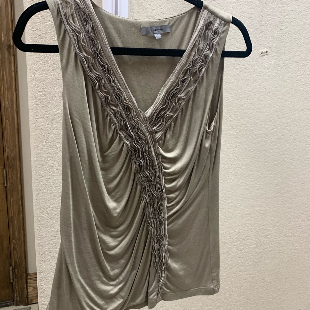 Tan v-neck shirt